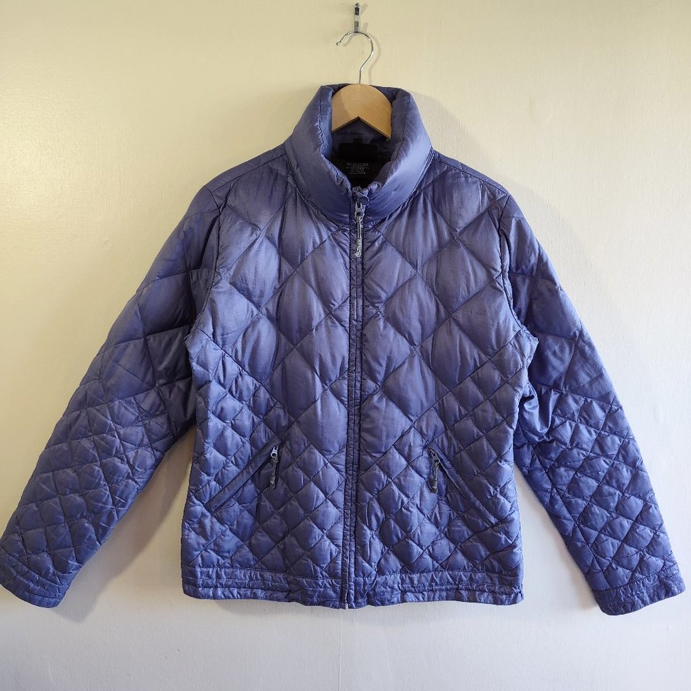 Athleta Puffer Jacket  Goose Down  High Neck  Detachable Hood   Size Medium